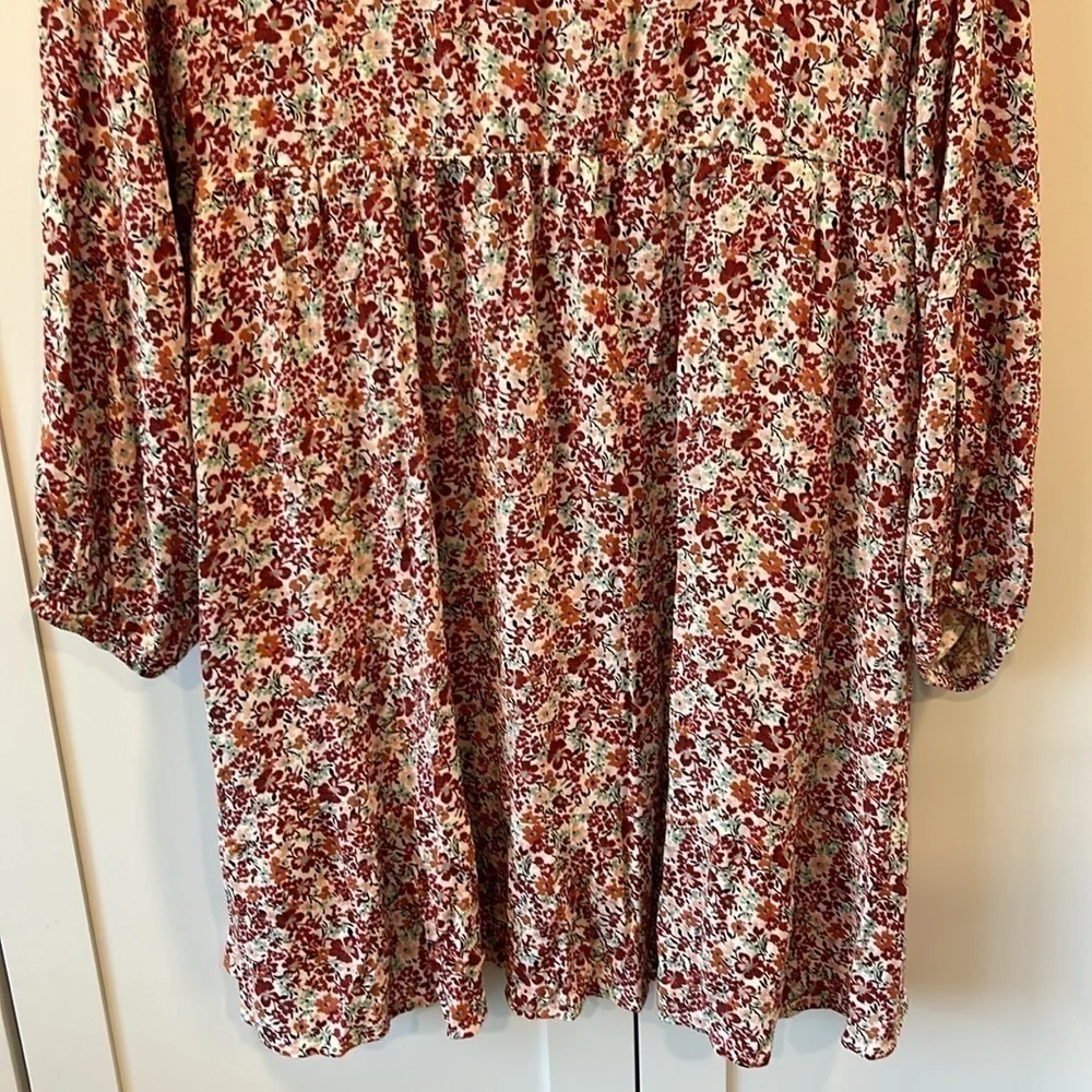 Torrid Voluminous Textured Stretch Rayon Mini‎ Skater Dress Wild Flowers Size 1